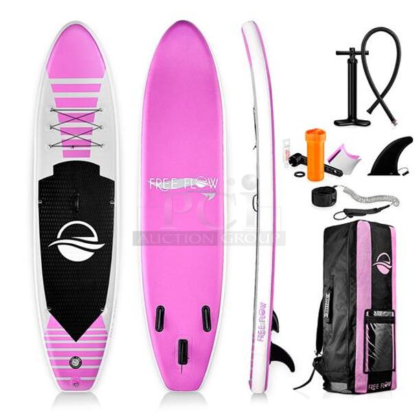 BRAND NEW SCRATCH AND DENT! SereneLife SLSUPB145 Free-Flow SUP Inflatable Stand Up Paddle Board. Stock Picture Used For Gallery - Image 1 of 6