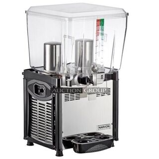 	BRAND NEW IN BOX! Narvon MEGA 140S 378D10G1 Stainless Steel Commercial Single 10 Gallon Bowl Refrigerated Beverage Dispenser. 120 Volts, 1 Phase. Tested and Working! Stock Picture Used For Gallery Picture.