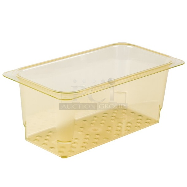BRAND NEW SCRATCH AND DENT! Box of 6 Cambro 35CLRHP150 H-Pan™ 1/3 Size Amber High Heat Plastic Colander Pan - 5