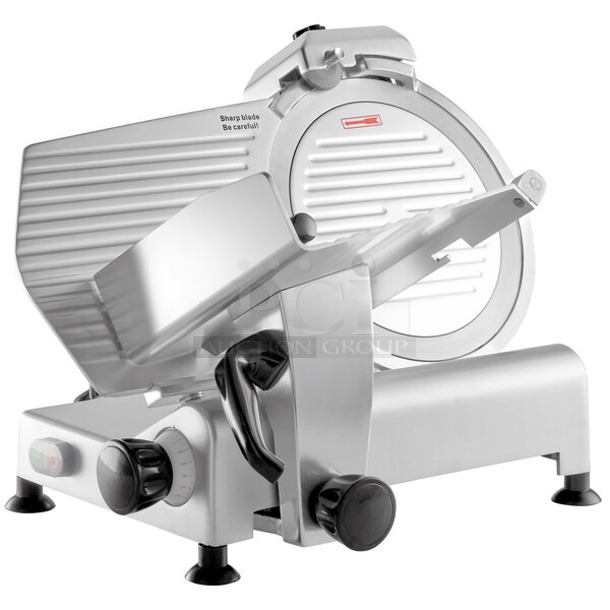 BRAND NEW SCRATCH AND DENT! Avantco 177SL312 Stainless Steel Commercial Countertop Manual Gravity Fed Meat Slicer. 110-120 Volts, 1 Phase. - Item #1099936