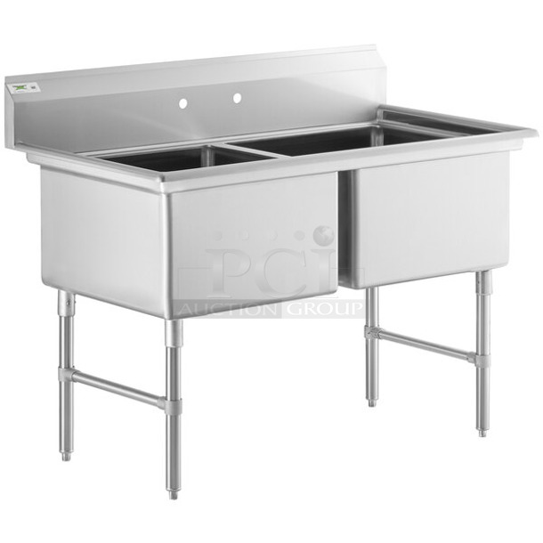 BRAND NEW SCRATCH AND DENT! Regency 600S22424 Stainless Steel Commercial 2 Bay Sink. No Legs. Bays 17x14 - Item #1114747