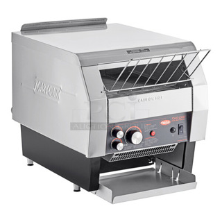 BRAND NEW SCRATCH AND DENT! Hatco TQ-800HBA Stainless Steel Commercial Countertop Toast Qwik One Side Conveyor Toaster - 3" Opening. 208 Volts, 1 Phase. 
