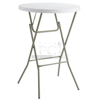 BRAND NEW SCRATCH AND DENT! Lancaster Table & Seating 384YCZ32RNDB 32" Round Granite White Heavy-Duty Blow Molded Bar Height Plastic Folding Table