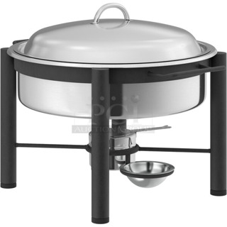 3 BRAND NEW SCRATCH AND DENT! Acopa 6 Qt. Wrought Iron Pillar Round Chafer. 3 Times Your Bid!