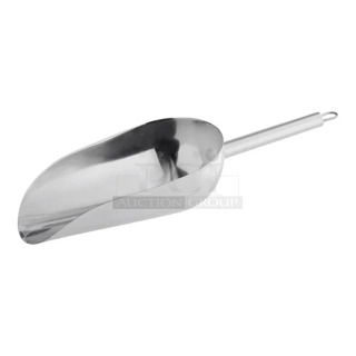 BRAND NEW SCRATCH AND DENT! Box of 11 Choice 403LGBRSCP 30 oz. Heavy Duty One-Piece Stainless Steel Scoop. May Be Missing Pieces. 