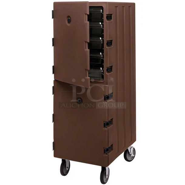 BRAND NEW! Cambro 1826DBC131 Camcart® Dark Brown Double Compartment Food Storage Box Carrier - Image 1 of 3