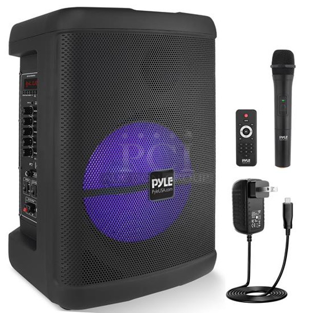2 IN ORIGINAL BOX! Pyle PPHP1547B 15’’ Wireless Portable PA Speaker - Portable PA & Karaoke Party Audio Speaker with Built-in Rechargeable Battery, Flashing Party Lights, USB/TF/TWS /FM Radio/Aux-in/MIC/Remote Control. 2 Times Your Bid!  - Image 1 of 4