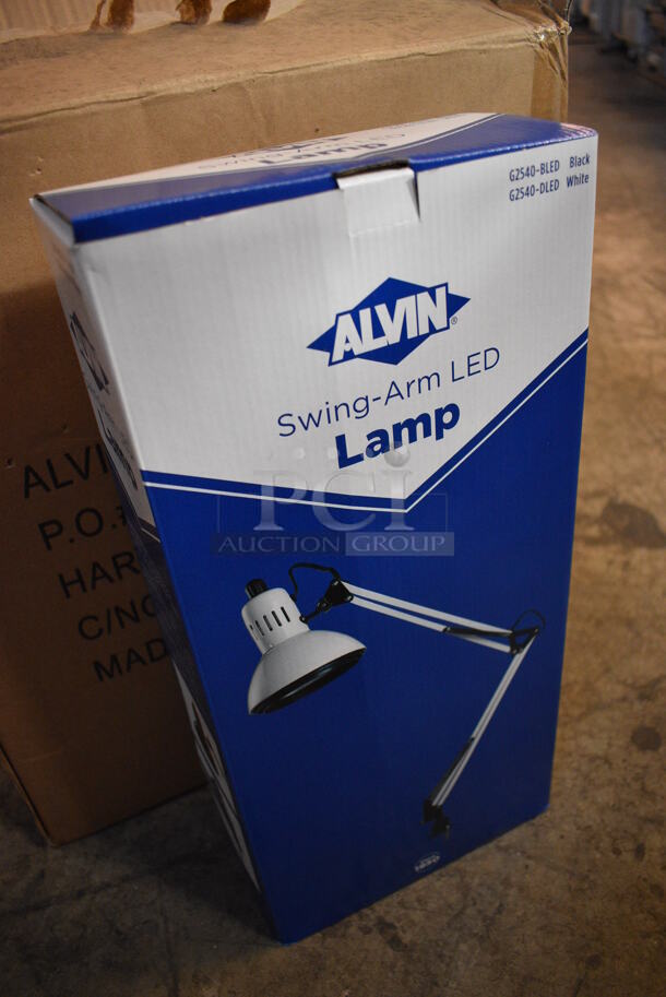 6 BRAND NEW IN BOX! Alvin G2540-DLED White Metal Swing Arm LED Magnifier Lamps. 6 Times Your Bid! - Image 2 of 4
