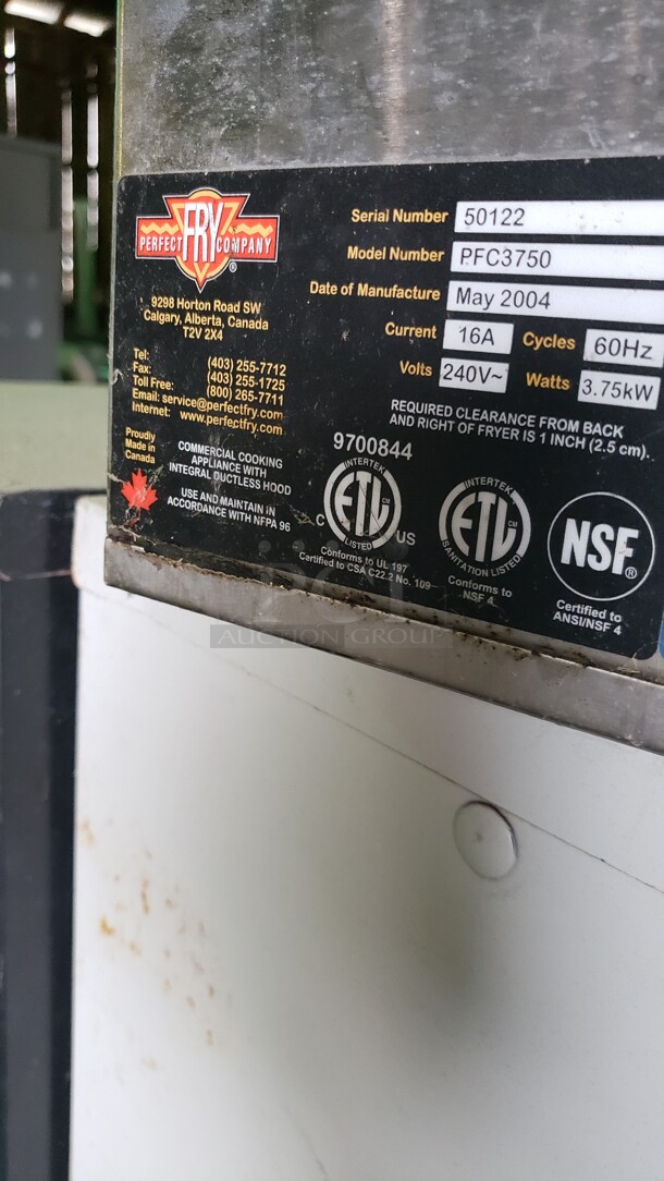 Perfect Fry Company PFC3750 Ventless Countertop Electric Fryer

Not Tested

(Location 3) - Image 3 of 3