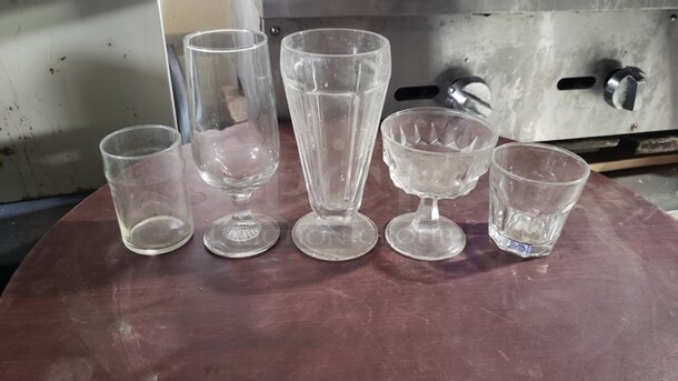 Lot of 21 Miscellaneous Glasses and a 25 Compartment Glass Rack - Image 2 of 3