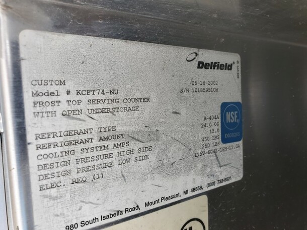Delfield KCFT74-NU 74" Frost Top Serving Counter with Open Understorage/Refrigerated Cold Food Serving Counter - Image 5 of 6