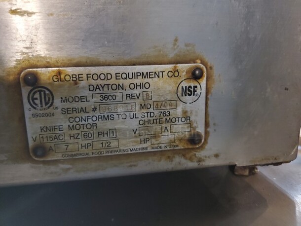 Globe 3600 Commercial Slicer 115V - Image 5 of 5