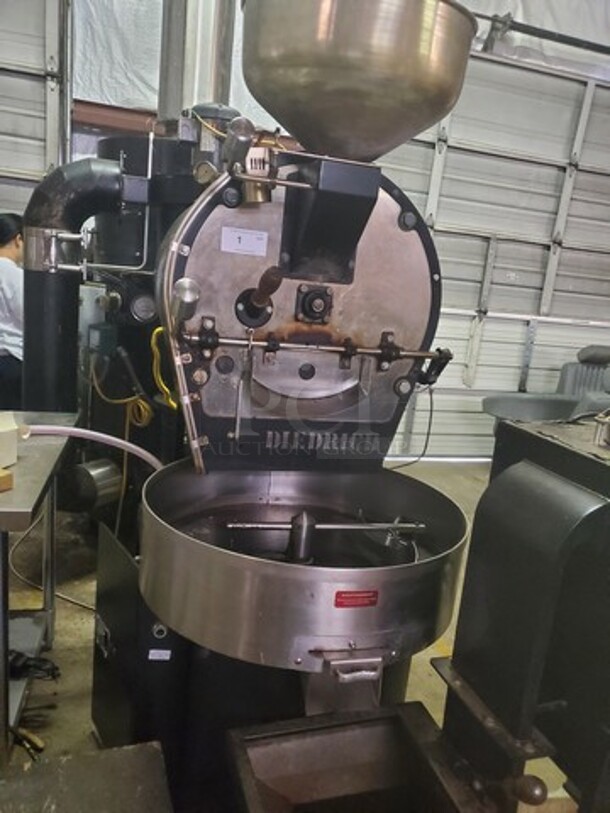 Diedrich IR-12 Natural Gas Coffee Roaster In great condition and fully operational 110Volt/60 Hz/1PH (Roaster, DC0-12 Afterburner, Chaff Collector, Fan and Gas piping shown) Software Recently Updated! Buyer must remove this item. - Image 1 of 12