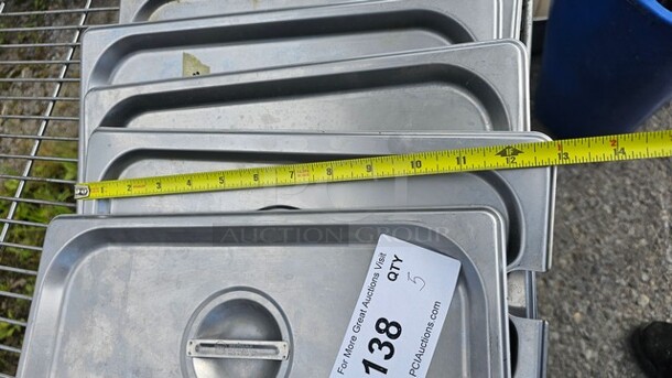 Lot of 5 Stainless Steel Lids for Food Pans - Image 2 of 3