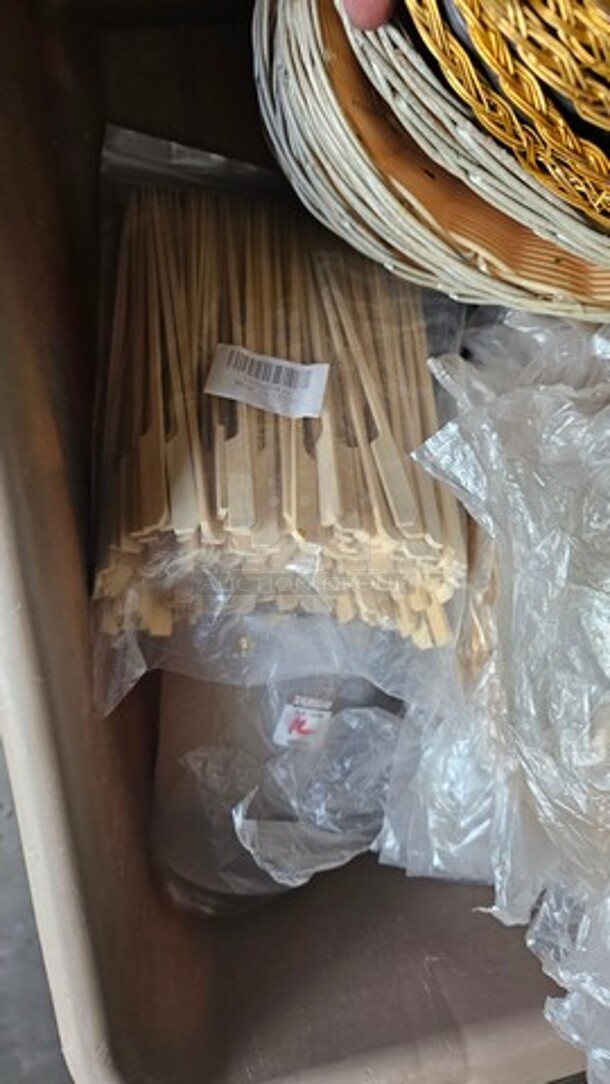 Lot of Miscellaneous Baskets and Wood Stirrers  - Image 2 of 4