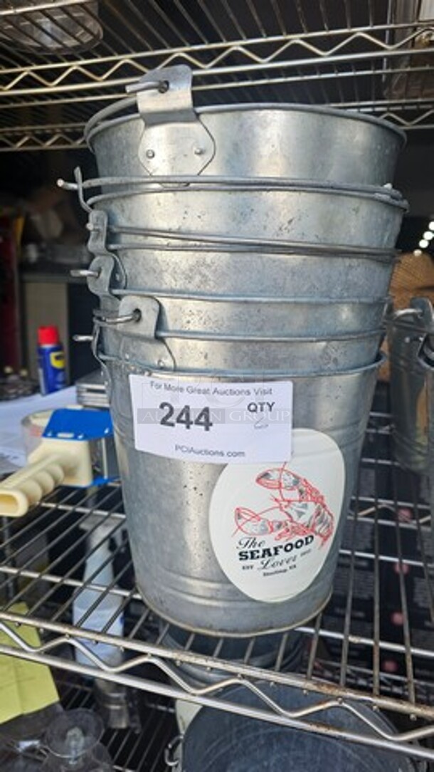 Lot of 6 Round Serving Pails - Image 2 of 4