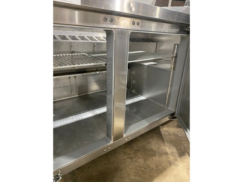 Continental Commercial Refrigerated Sandwich Prep Table! With Double Over Head Shelf! With 3Door Underneath Storage Space! With Poly Coated Racks! All Stainless Steel! - Image 6 of 10