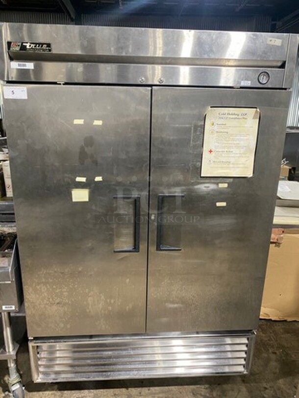 True Commercial 2 Door Reach In Cooler! Poly Coated Racks! All Stainless Steel! Model: T49 SN: 6503948 115V 60HZ 1 Phase