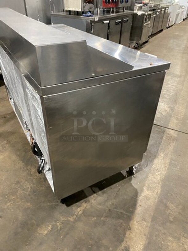 Beverage Air Commercial Refrigerated Mega Top Sandwich Prep Table! With 2 Door Storage Space Underneath! Poly Coated Racks! All Stainless Steel! On Casters! Model: SPE6016 SN: 10904853 115V 60HZ 1 Phase - Image 4 of 9