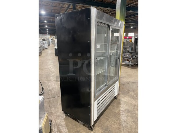 Universal Coolers Commercial 2 Door Refrigerator Merchandiser! With Sliding View Through Doors! With Poly Coated Racks! On Casters! - Image 2 of 7
