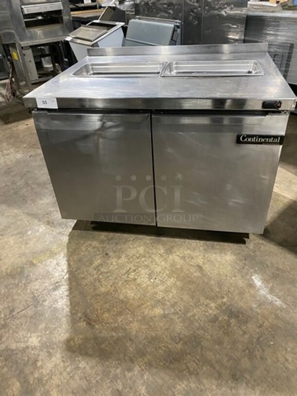 Continental Commercial Refrigerated Sandwich Prep Table! With 2 Door Underneath Storage Space! All Stainless Steel! On Casters! Model: SW4812 SN: 15883879 115V 60HZ 1 Phase