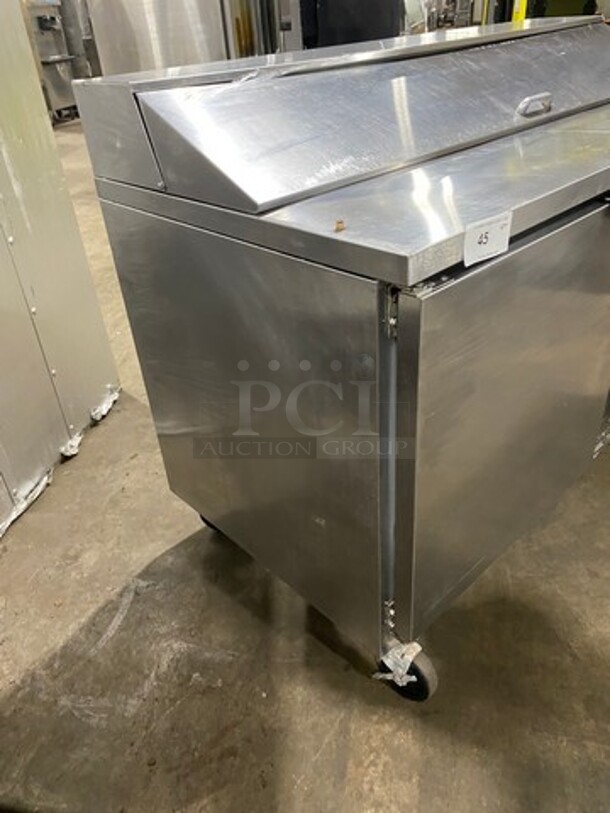 Commercial Refrigerated Mega Top Sandwich Prep Table! With 2 Door Storage Space Underneath! Poly Coated Racks! All Stainless Steel! On Casters! Model: SPE6016 SN: 10904853 115V 60HZ 1 Phase - Image 2 of 9