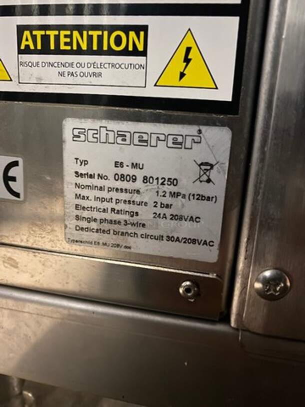 Schaerer Commercial Countertop Barista Programmable Touch Cappuccino/ Espresso Machine! Model: E6MU SN: 0809801250 208V 1 Phase - Image 8 of 12