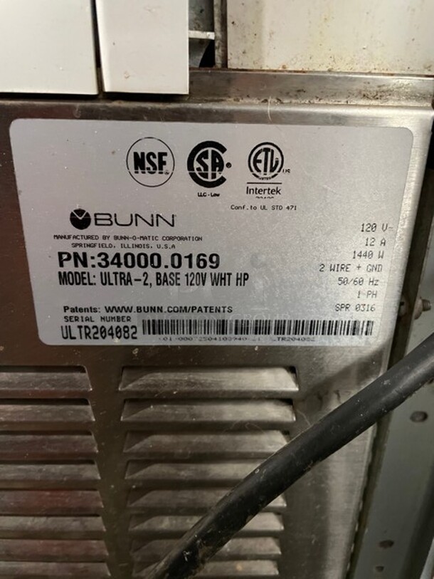 Bunn Commercial Countertop 2 Flavor Slushie/ Frozen Beverage Dispenser! Model: ULTRA2 SN: ULTR244197 120V 60HZ 1 Phase - Image 9 of 10