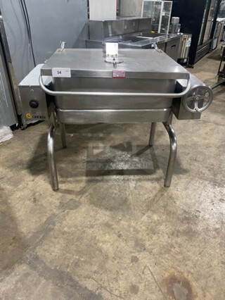 Nice! GROEN Commercial Electric Powered Tilt Skillet/Braising Pan! All Stainless Steel! On Legs!
