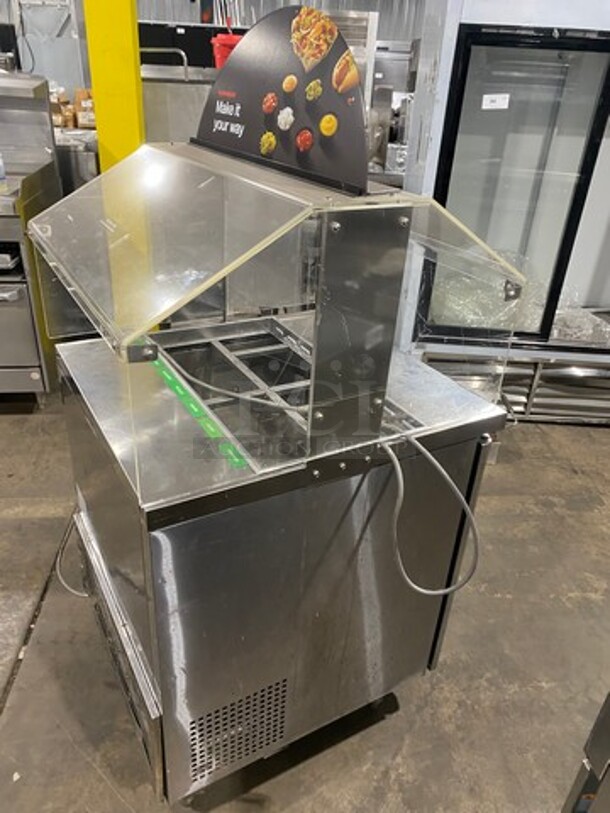 NICE! Turbo Air Refrigerated Salad Bar Island! With Sneeze Guard! Single Door Storage Space Underneath! All Stainless Steel! On Legs! Model: MST28711S SN: MS2T803217 115V 60HZ 1 Phase - Image 4 of 8