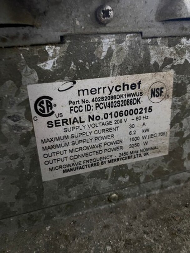 Merrychef Commercial Countertop Rapid Cook Oven! All Stainless Steel! SN: 0106000215 208V - Image 5 of 8