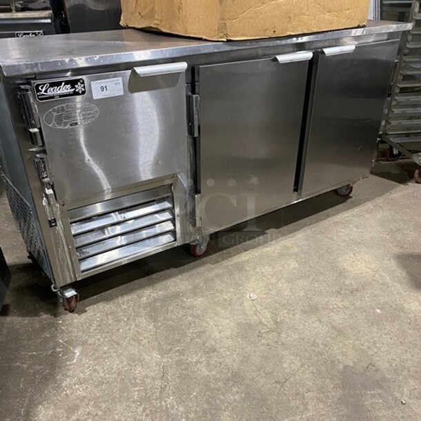 Leader 72 Inch 3 Door Refrigerated Lowboy Cooler! Model LB72S/C Serial PY11C2538! 115V 1 Phase! On Commercial Casters!