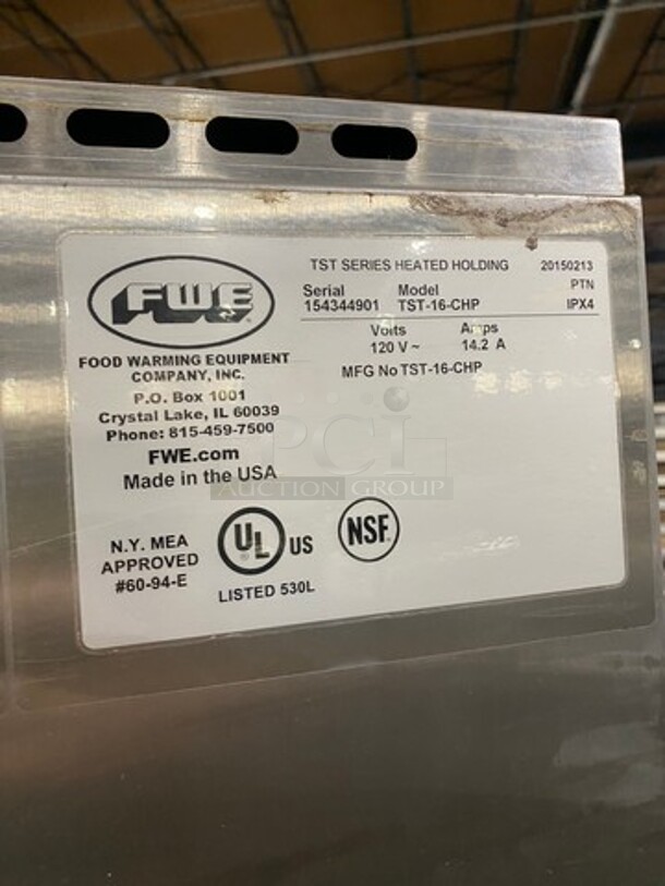 SWEET! FWE Single Door Electric Powered Food Warming Cabinet! Solid Stainless Steel! On Casters! Model: TST16CHP SN: 154344901 120V - Image 5 of 8