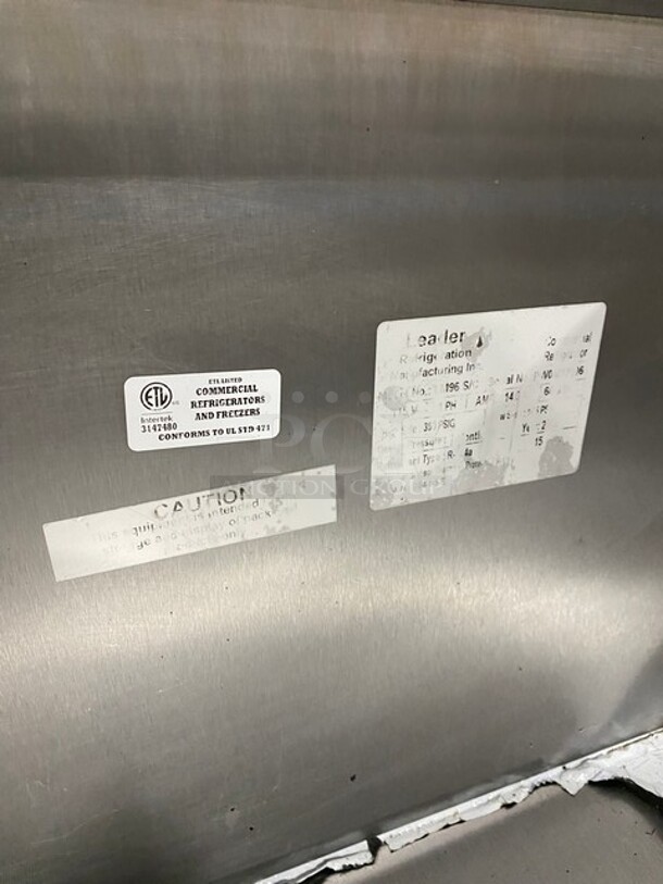 Leader Refrigerated Sandwich/Salad Prep Table! All Stainless Steel! With Glass Food Shield! With Full Length Cutting Board! With 4 Door Rear Cooler Storage Access! With Poly Coated Racks! On Casters! Model: LM96 S/C! - Image 9 of 10