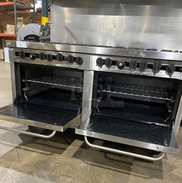 Southbend Commercial Natural Gas Powered 12 Burner Stove! With Raised Back Splash And Salamander Shelf! With 2 Full Size Oven Underneath! All Stainless Steel! On Casters! Working When Removed! - Image 7 of 10