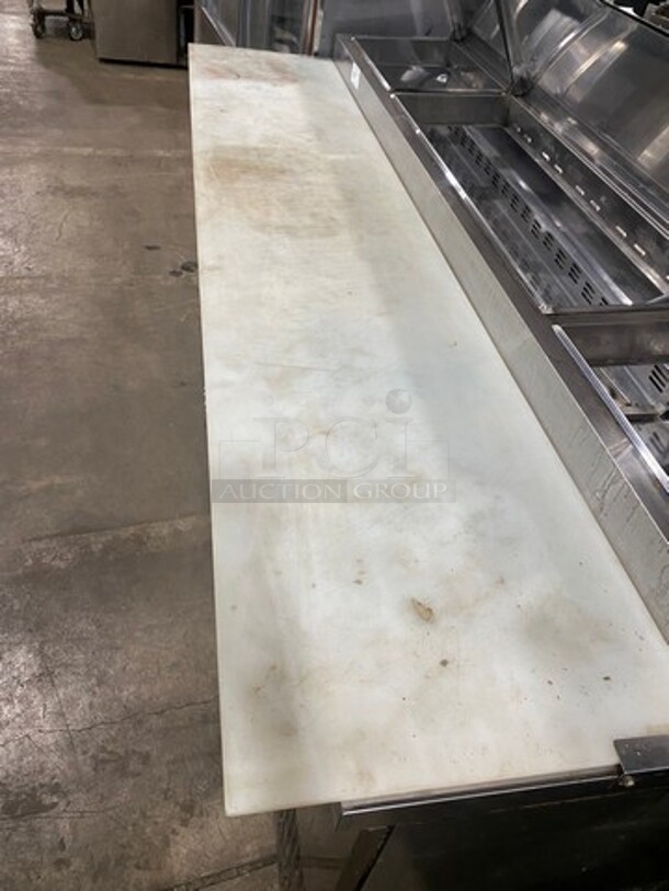 Blue Air Commercial Refrigerated Pizza Prep Table! With Commercial Cutting Board! With 3 Door Storage Space Underneath! Poly Coated Racks! All Stainless Steel! Model: BAPP93 SN: EUUBAPP930009 115V 60HZ 1 Phase - Image 10 of 11