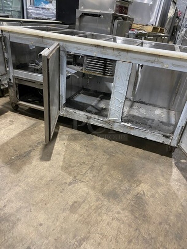 Leader Commercial Refrigerated Sandwich Prep Table! With Commercial Cutting Board! With 3 Door Storage Space Underneath! All Stainless Steel! On Casters! Model: LM72S/C SN: PU06M0041B 115V 60HZ 1 Phase - Image 6 of 8