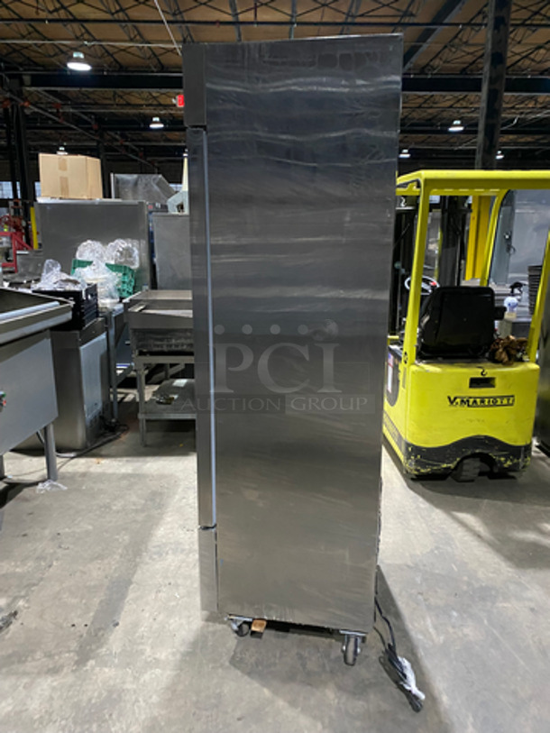 Avantco Commercial Single Door Reach In Freezer! With Poly Coated Racks! All Stainless Steel! On Casters! Model: 178CFD1FF 115V 60HZ - Image 4 of 11
