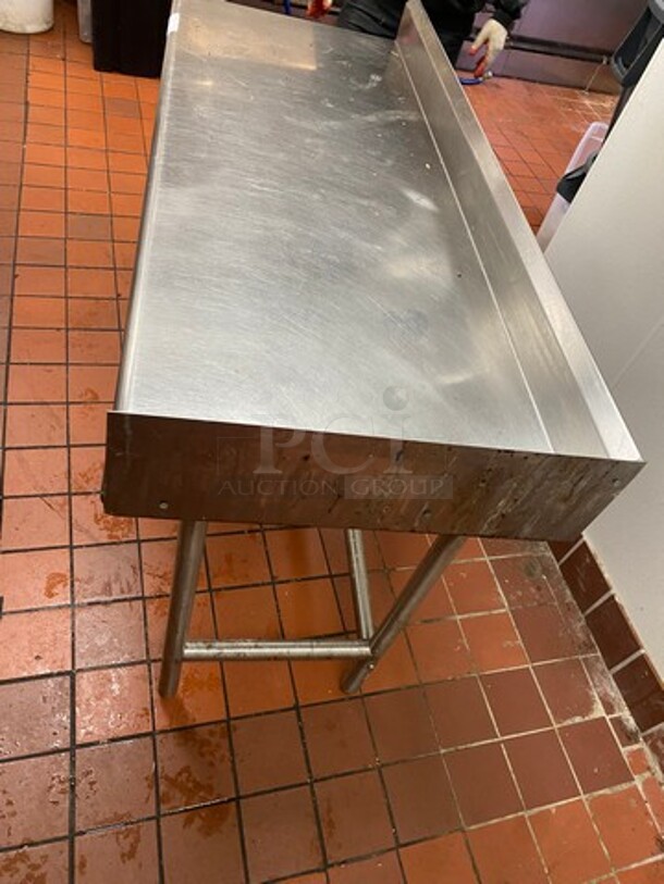 Solid Stainless Steel Side Dishwasher Table! With Back And Single Side Splash! With Storage Space Underneath! On Legs! - Image 6 of 7