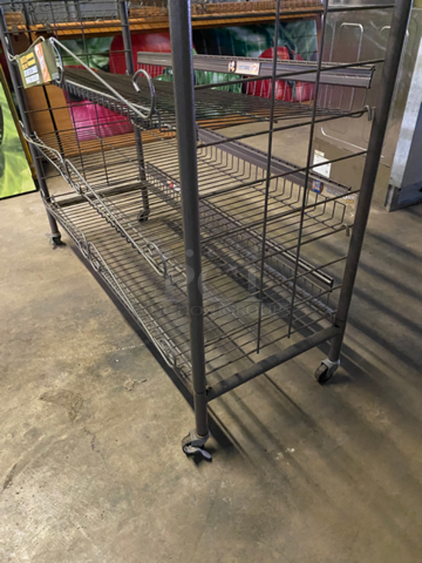 6 Tier Metal Wire Shelf! On Casters! - Image 4 of 5