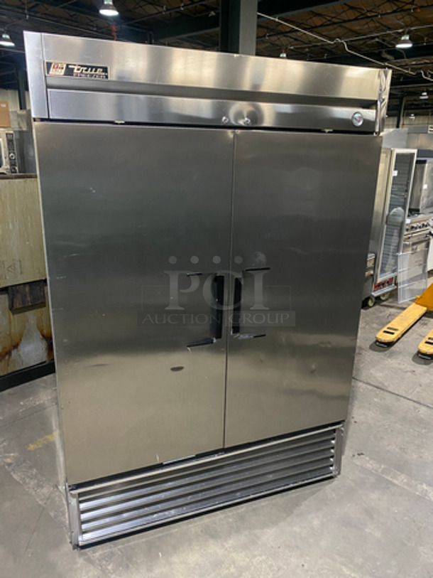 COOL! True Commercial 2 Door Reach In Freezer! With Poly Coated Racks! All Stainless Steel! Model: T49F SN: 13955025 115V 60HZ 1 Phase