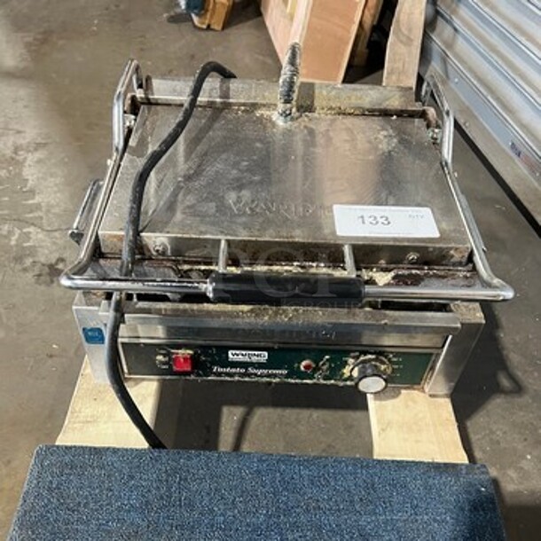 Waring Commercial Countertop Panini/Sandwich Tostato Supremo Grill! All Stainless Steel! Press With Flat Surface! Model: WFG250 120V - Image 1 of 5