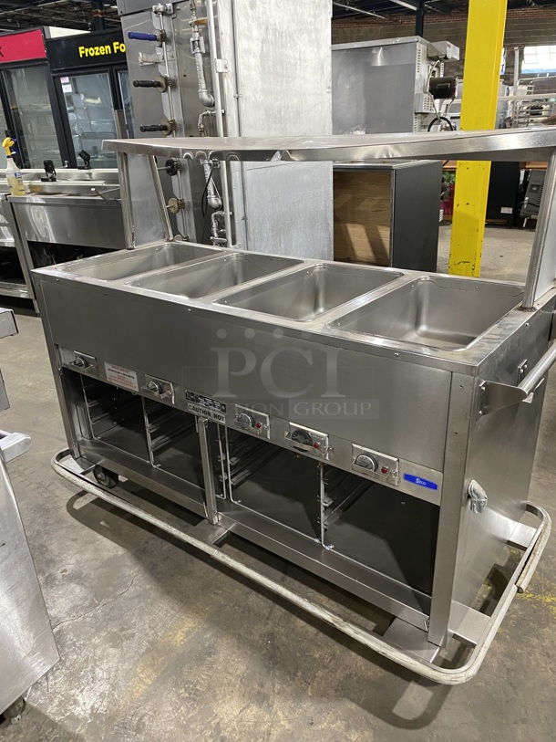 Seco Electric Powered All Stainless Steel 4 Compartment Steam Table! With Sneeze Guard! On Casters! - Image 3 of 12