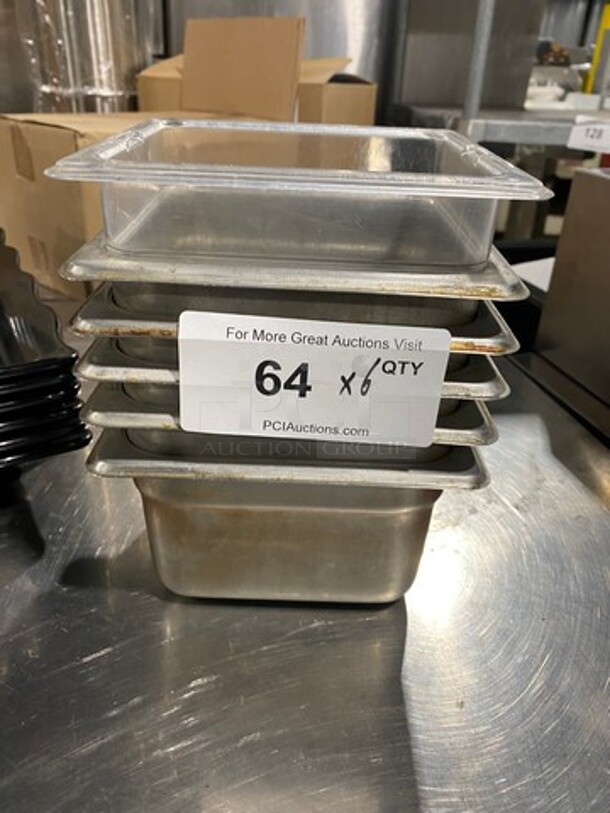 Thunder Group Commercial Steam Table/ Prep Table Food Pans! All Stainless Steel! Single Clear Poly Food Container! 6x Your Bid!