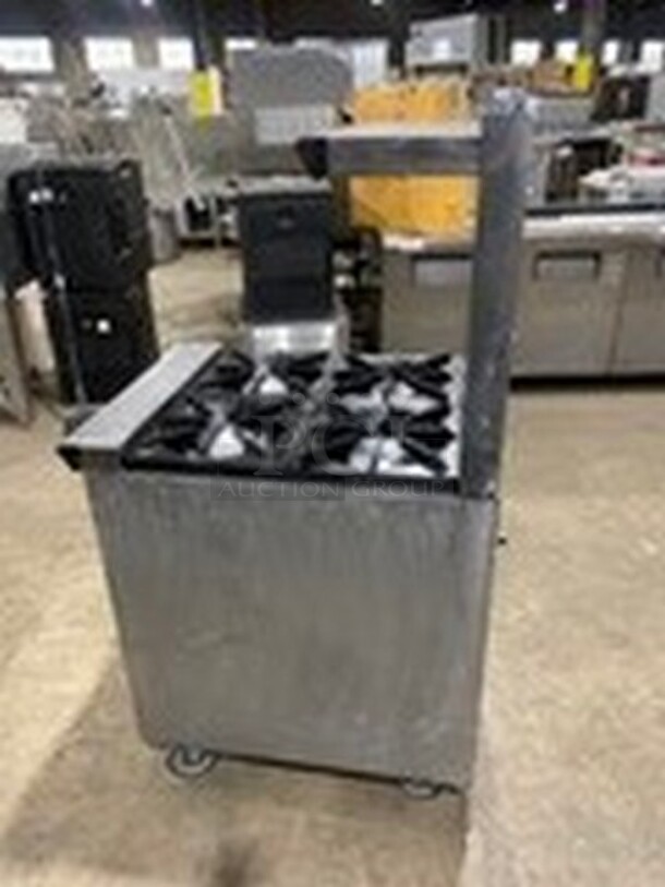 Commercial Natural Gas Powered 4 Burner Stove! With Raised Back Splash! With Oven Underneath! Stainless Steel Body! On Casters! - Image 3 of 10