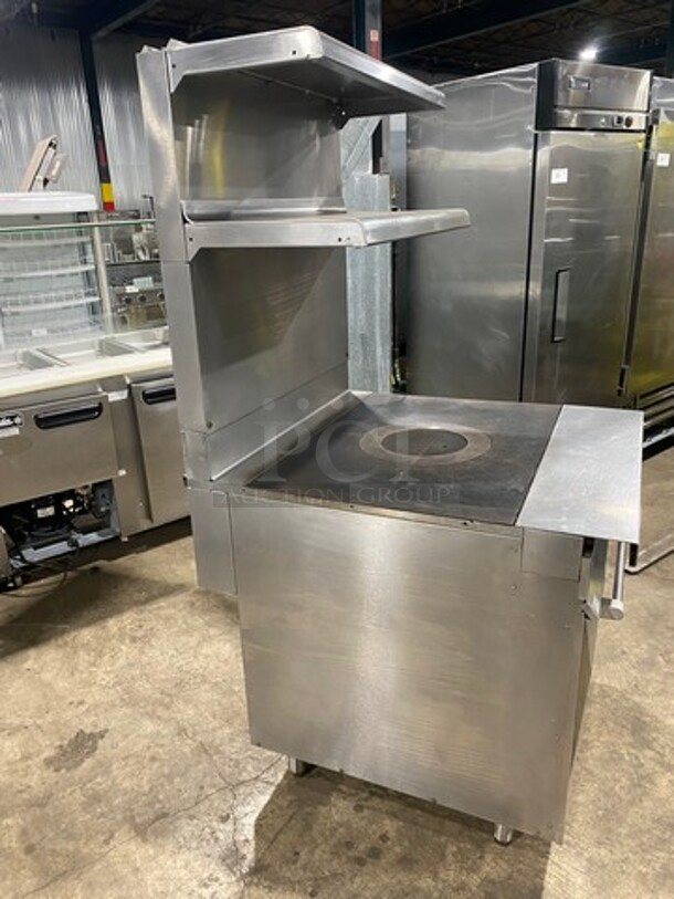 Vulcan Commercial French Top/ Hot Plate Stove! With Raised Back Splash With Double Overhead Shelf! With Oven Underneath! All Stainless Steel! On Legs! - Image 4 of 10
