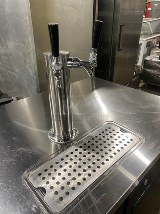 NICE! LATE MODEL!  Avantco Commercial Refrigerated Dual Tower Kegerator! With Towers! With 3 Door Storage Space Underneath! Poly Coated Racks! Model: 178UDD378 SN: 6436334321083606 115V 60HZ 1 Phase - Image 10 of 11