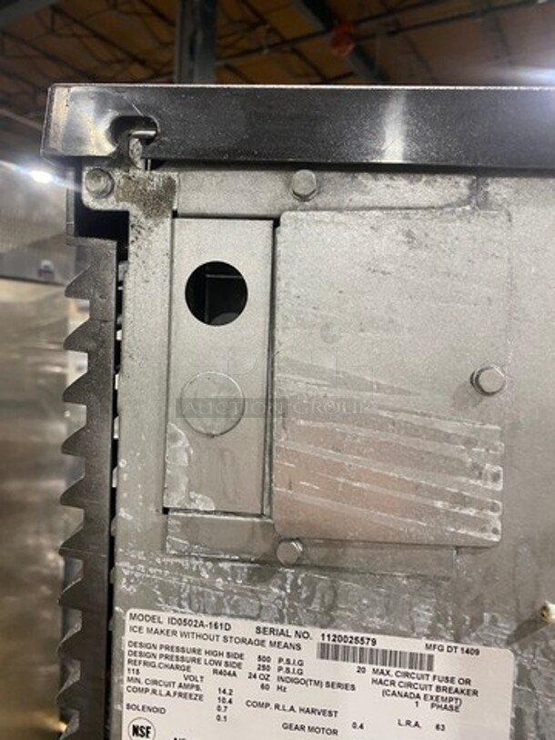 Manitowoc Commercial Ice Maker Machine! With Commercial Ice Bin! All Stainless Steel! On Legs! Model: ID0502A161D SN: 1120025579 115V 60HZ 1 Phase - Image 9 of 9