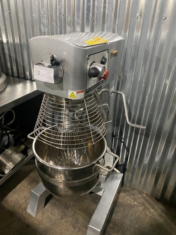 GREAT! LATE MODEL 2022! Primo Commercial 30 Quart Floor Style Planetary Mixer! With Bowl & Bowl Guard! With Whisk, Paddle, & Dough Hook Attachments! Model PM30 Serial 22030231013! 110V! - Image 2 of 10