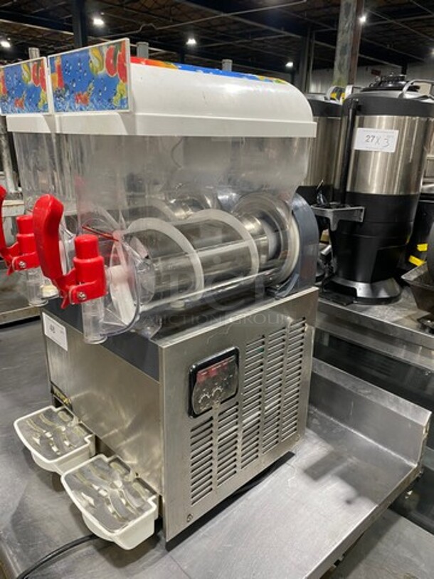 Vevor Commercial Countertop 2 Flavor Slushie/ Frozen Beverage Dispenser! Stainless Steel Body! WORKING WHEN REMOVED! - Image 3 of 10